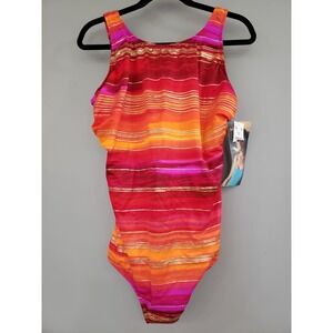 NEW Vintage Size 24W STUNNING -  STUDIO WORKS ONE PIECE SWIMSUIT red‎ orange